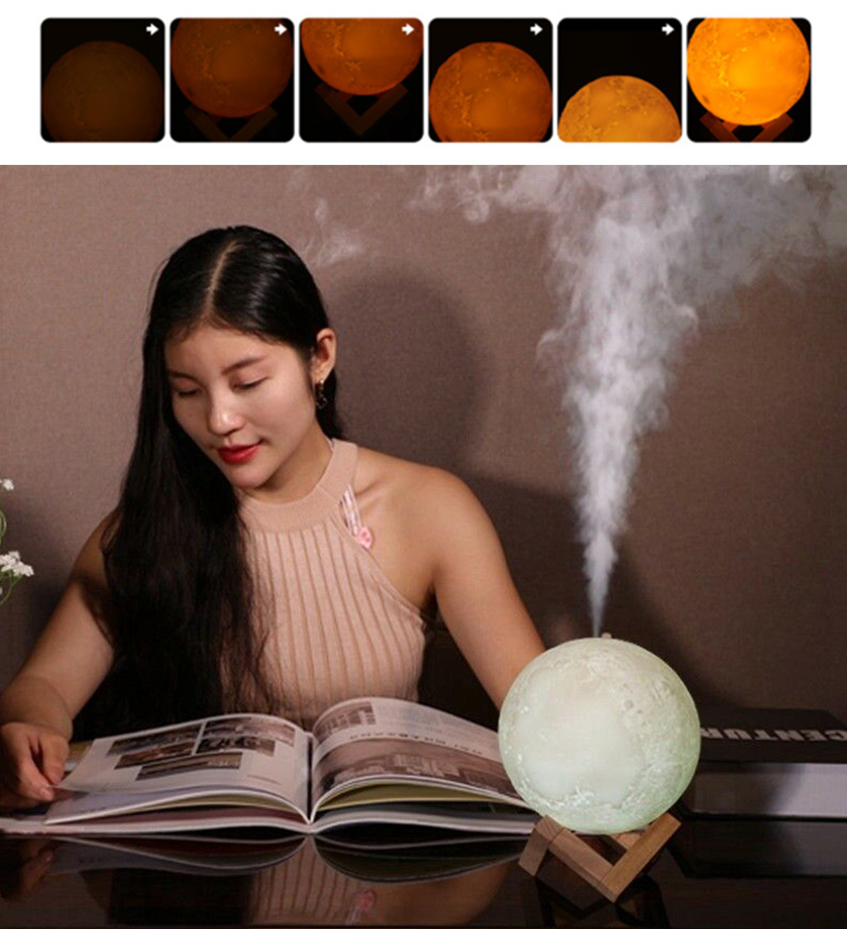 Humidificador de aire grande de 880ml difusor de Aroma de aceite esencial para el hogar 3d Led Luz de luna USB difusor de aromaterapia Envío Directo