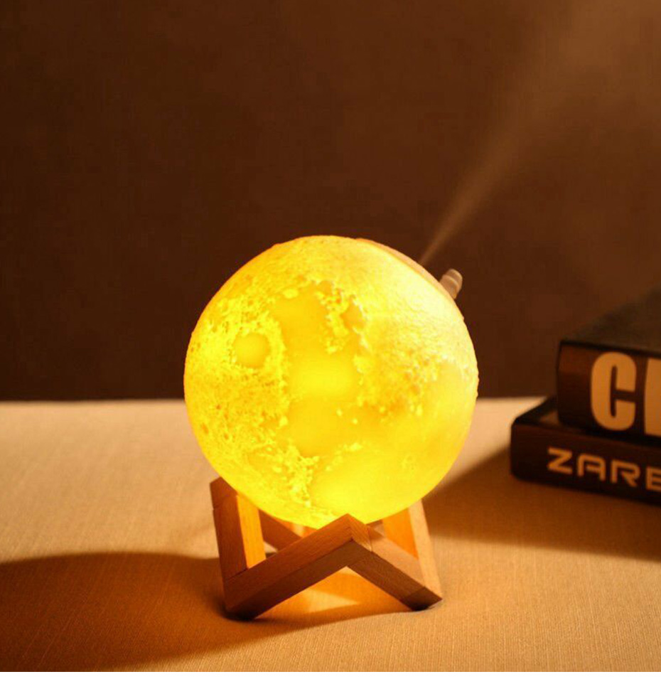 Humidificador de aire grande de 880ml difusor de Aroma de aceite esencial para el hogar 3d Led Luz de luna USB difusor de aromaterapia Envío Directo