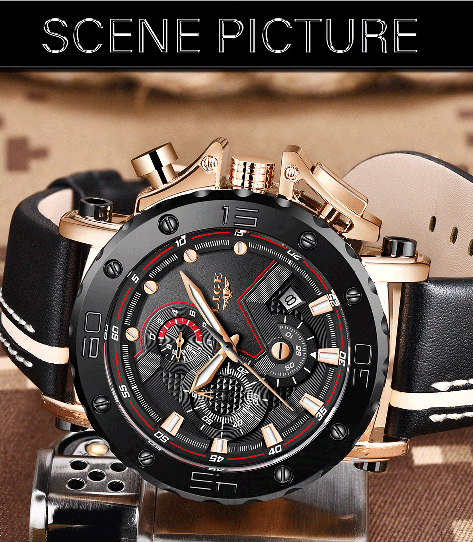 Reloj Masculino 2020, nuevo cronógrafo deportivo LIGE para hombre, relojes de marca de primera calidad de cuero Casual a prueba de agua, reloj de cuarzo para hombre Reloj Masculino 2020, nuevo cronógrafo deportivo LIGE para hombre, relojes de marca de primera calidad de cuero Casual a prueba de agua, reloj de cuarzo para hombre