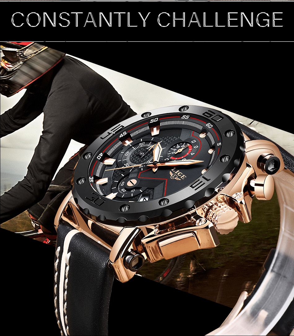 Reloj Masculino 2020, nuevo cronógrafo deportivo LIGE para hombre, relojes de marca de primera calidad de cuero Casual a prueba de agua, reloj de cuarzo para hombre Reloj Masculino 2020, nuevo cronógrafo deportivo LIGE para hombre, relojes de marca de primera calidad de cuero Casual a prueba de agua, reloj de cuarzo para hombre