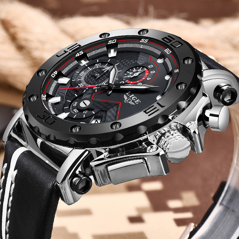 Reloj Masculino 2020, nuevo cronógrafo deportivo LIGE para hombre, relojes de marca de primera calidad de cuero Casual a prueba de agua, reloj de cuarzo para hombre Reloj Masculino 2020, nuevo cronógrafo deportivo LIGE para hombre, relojes de marca de primera calidad de cuero Casual a prueba de agua, reloj de cuarzo para hombre