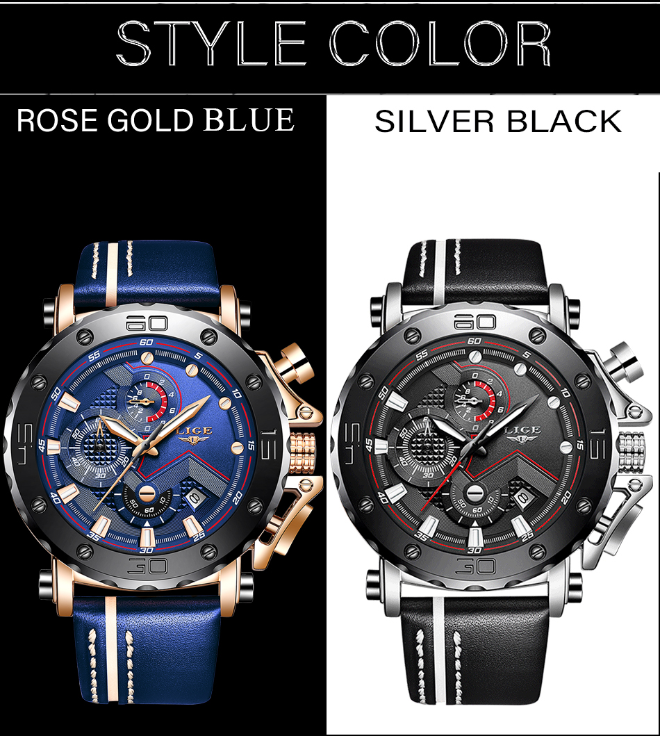 Reloj Masculino 2020, nuevo cronógrafo deportivo LIGE para hombre, relojes de marca de primera calidad de cuero Casual a prueba de agua, reloj de cuarzo para hombre Reloj Masculino 2020, nuevo cronógrafo deportivo LIGE para hombre, relojes de marca de primera calidad de cuero Casual a prueba de agua, reloj de cuarzo para hombre