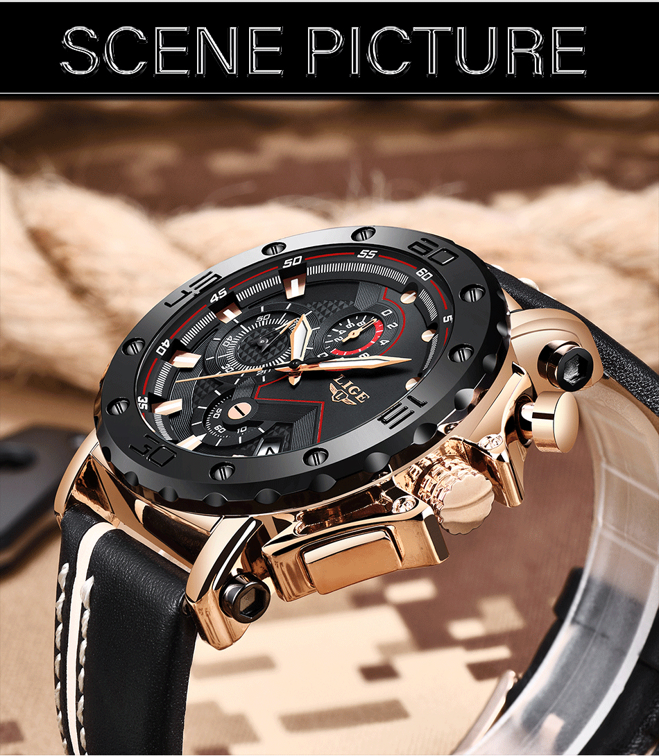 Reloj Masculino 2020, nuevo cronógrafo deportivo LIGE para hombre, relojes de marca de primera calidad de cuero Casual a prueba de agua, reloj de cuarzo para hombre Reloj Masculino 2020, nuevo cronógrafo deportivo LIGE para hombre, relojes de marca de primera calidad de cuero Casual a prueba de agua, reloj de cuarzo para hombre