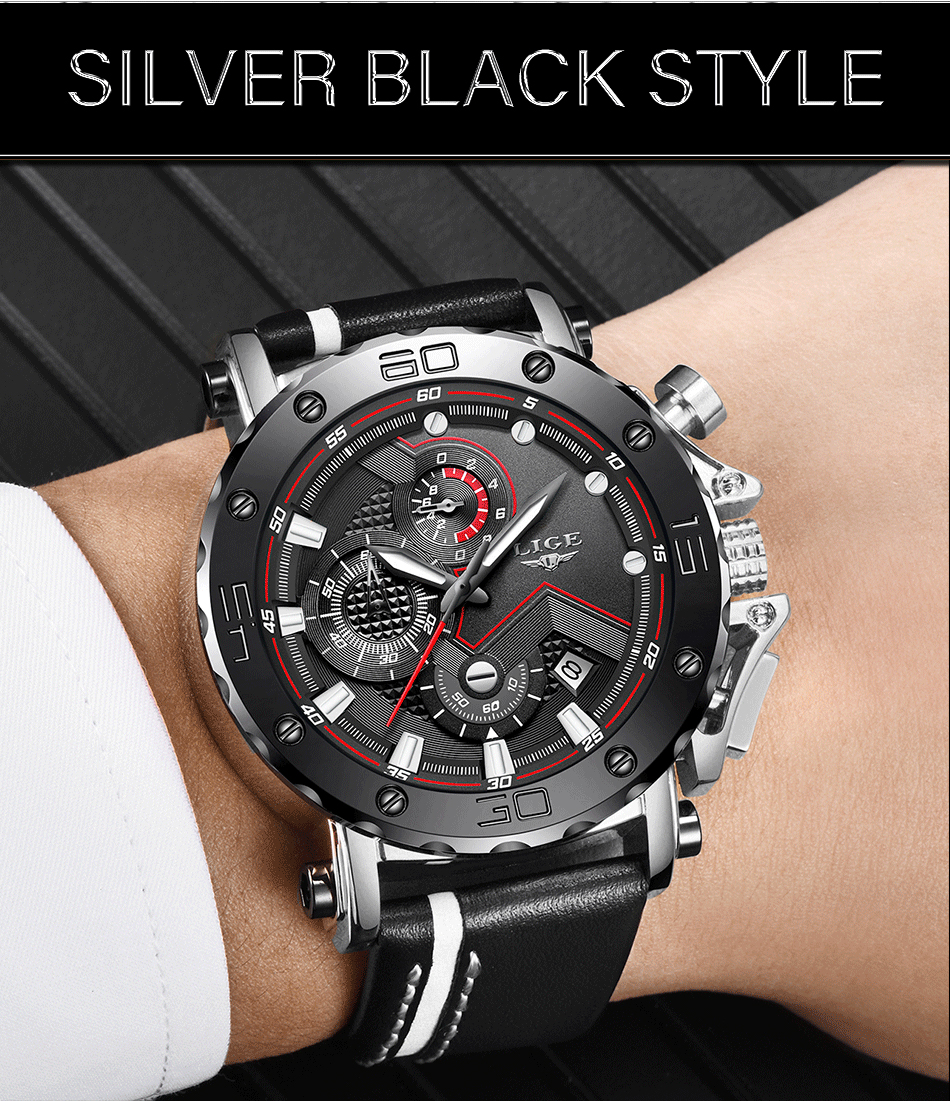 Reloj Masculino 2020, nuevo cronógrafo deportivo LIGE para hombre, relojes de marca de primera calidad de cuero Casual a prueba de agua, reloj de cuarzo para hombre Reloj Masculino 2020, nuevo cronógrafo deportivo LIGE para hombre, relojes de marca de primera calidad de cuero Casual a prueba de agua, reloj de cuarzo para hombre