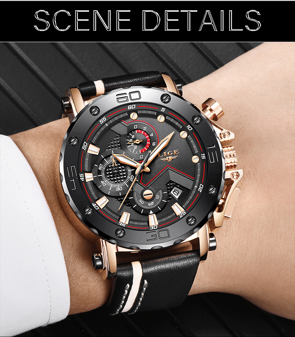 Reloj Masculino 2020, nuevo cronógrafo deportivo LIGE para hombre, relojes de marca de primera calidad de cuero Casual a prueba de agua, reloj de cuarzo para hombre Reloj Masculino 2020, nuevo cronógrafo deportivo LIGE para hombre, relojes de marca de primera calidad de cuero Casual a prueba de agua, reloj de cuarzo para hombre