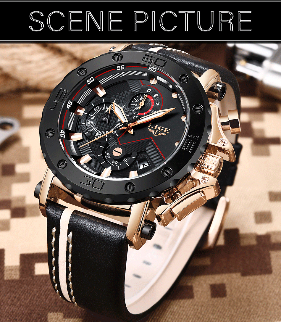 Reloj Masculino 2020, nuevo cronógrafo deportivo LIGE para hombre, relojes de marca de primera calidad de cuero Casual a prueba de agua, reloj de cuarzo para hombre Reloj Masculino 2020, nuevo cronógrafo deportivo LIGE para hombre, relojes de marca de primera calidad de cuero Casual a prueba de agua, reloj de cuarzo para hombre