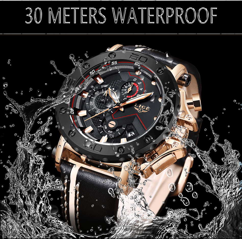 Reloj Masculino 2020, nuevo cronógrafo deportivo LIGE para hombre, relojes de marca de primera calidad de cuero Casual a prueba de agua, reloj de cuarzo para hombre Reloj Masculino 2020, nuevo cronógrafo deportivo LIGE para hombre, relojes de marca de primera calidad de cuero Casual a prueba de agua, reloj de cuarzo para hombre