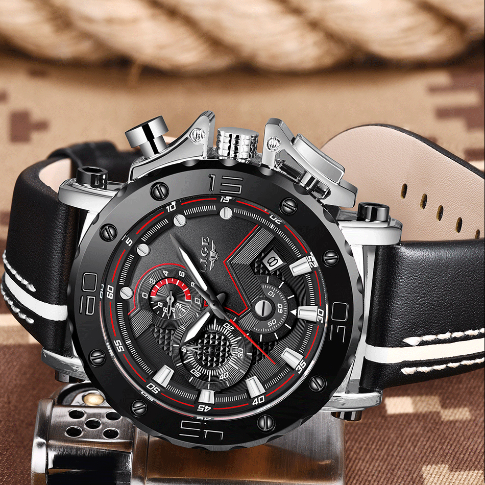 Reloj Masculino 2020, nuevo cronógrafo deportivo LIGE para hombre, relojes de marca de primera calidad de cuero Casual a prueba de agua, reloj de cuarzo para hombre Reloj Masculino 2020, nuevo cronógrafo deportivo LIGE para hombre, relojes de marca de primera calidad de cuero Casual a prueba de agua, reloj de cuarzo para hombre