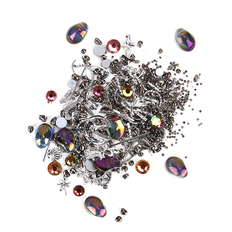 1 caja mezclada 3D diamantes de imitación decoración de Arte de uñas gemas de cristal Joyas oro AB piedras brillantes encanto de cristal ACCESORIOS DE MANICURA
