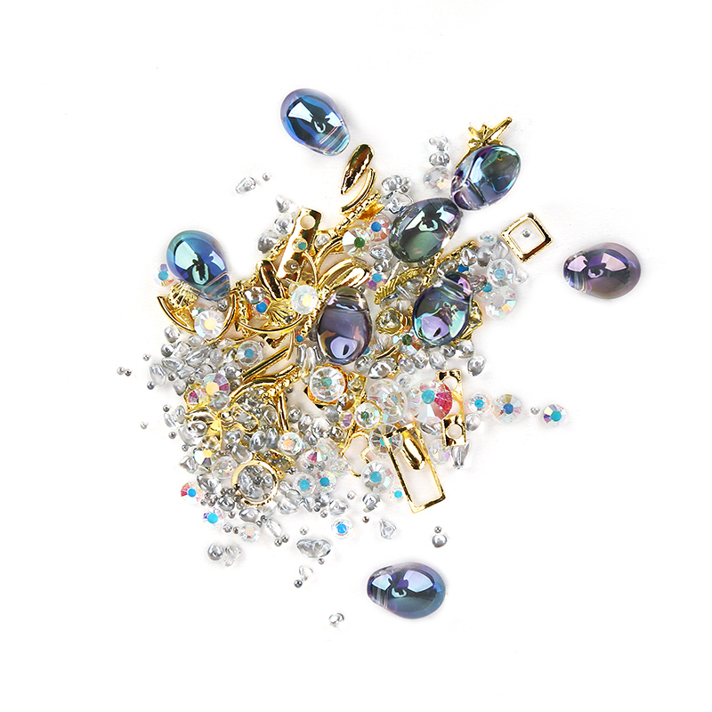 1 caja mezclada 3D diamantes de imitación decoración de Arte de uñas gemas de cristal Joyas oro AB piedras brillantes encanto de cristal ACCESORIOS DE MANICURA