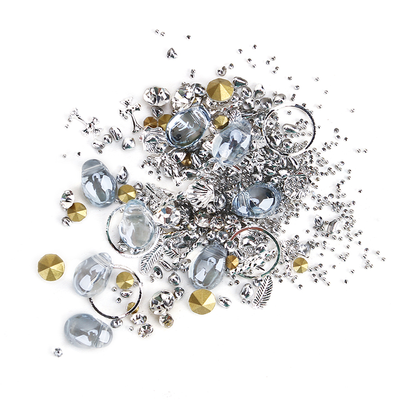 1 caja mezclada 3D diamantes de imitación decoración de Arte de uñas gemas de cristal Joyas oro AB piedras brillantes encanto de cristal ACCESORIOS DE MANICURA