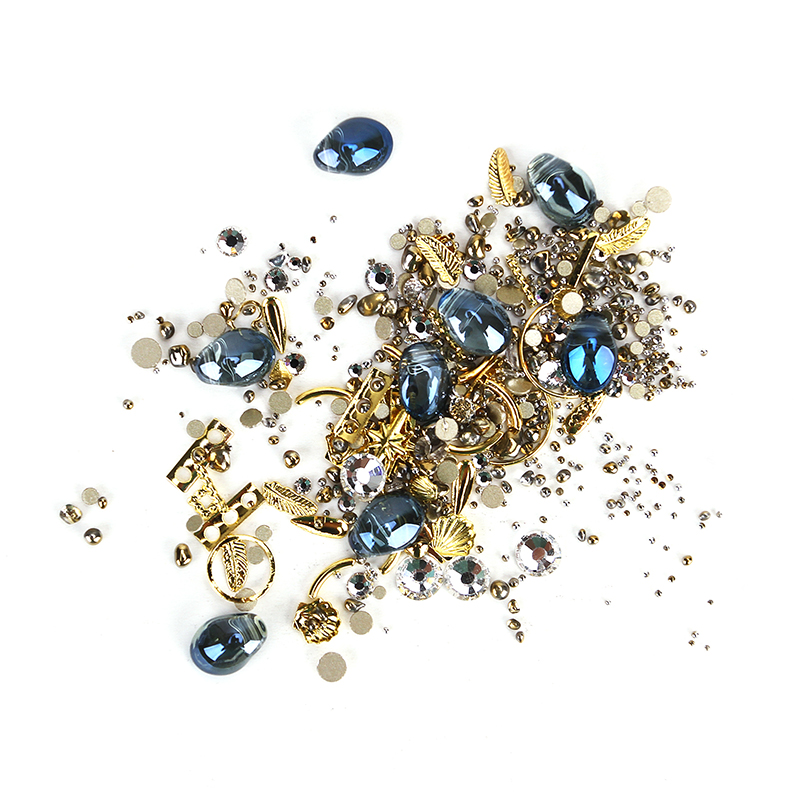 1 caja mezclada 3D diamantes de imitación decoración de Arte de uñas gemas de cristal Joyas oro AB piedras brillantes encanto de cristal ACCESORIOS DE MANICURA