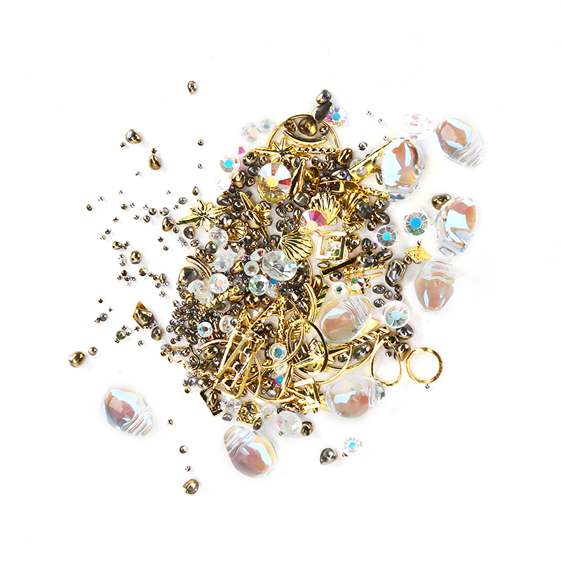 1 caja mezclada 3D diamantes de imitación decoración de Arte de uñas gemas de cristal Joyas oro AB piedras brillantes encanto de cristal ACCESORIOS DE MANICURA