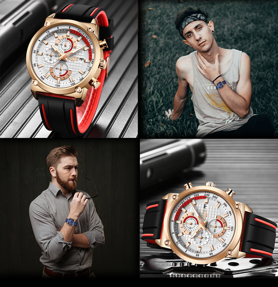 ¡Novedad de 2019! Relojes LIGE de lujo para hombre, reloj con esfera de silicona resistente al agua para hombre, reloj dorado de cuarzo, cronógrafo deportivo para hombre