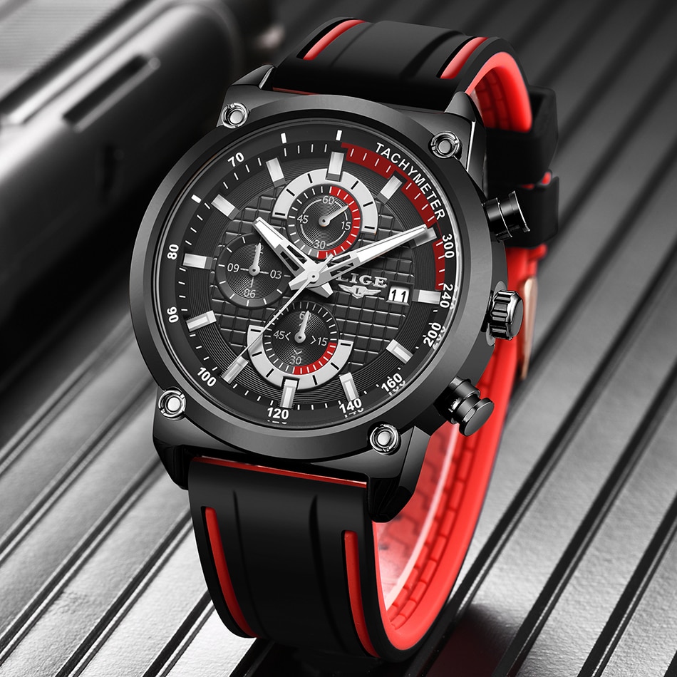 ¡Novedad de 2019! Relojes LIGE de lujo para hombre, reloj con esfera de silicona resistente al agua para hombre, reloj dorado de cuarzo, cronógrafo deportivo para hombre