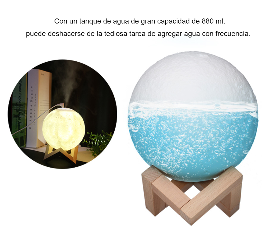 Humidificador de aire grande de 880ml difusor de Aroma de aceite esencial para el hogar 3d Led Luz de luna USB difusor de aromaterapia Envío Directo