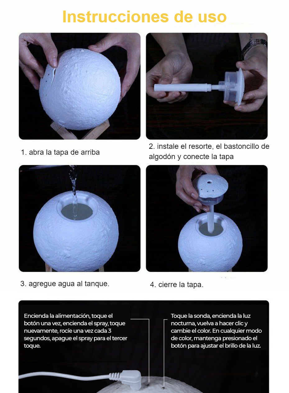 Humidificador de aire grande de 880ml difusor de Aroma de aceite esencial para el hogar 3d Led Luz de luna USB difusor de aromaterapia Envío Directo