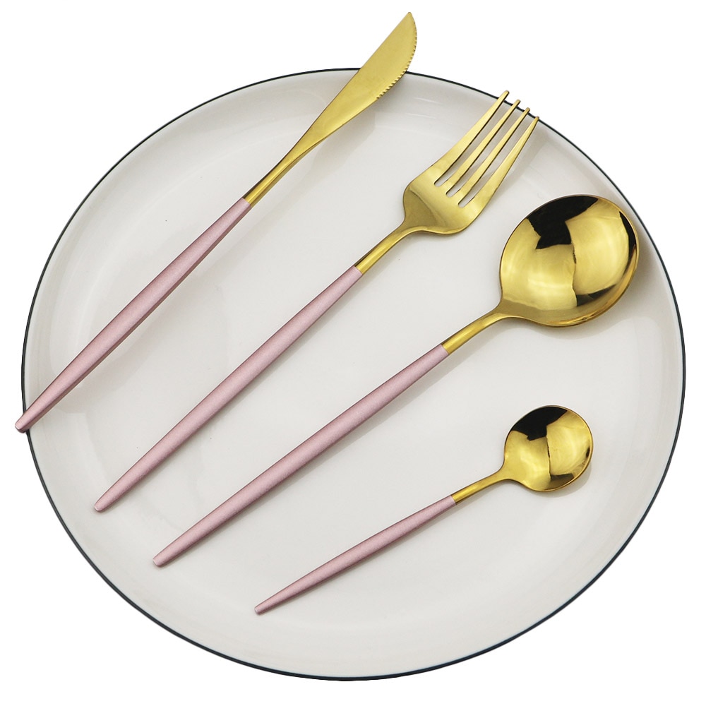 Nuevo juego de cubiertos de Oro Verde 18/10, vajilla de acero inoxidable, vajilla dorada, vajilla de cocina, vajilla brillante, juego de cubiertos