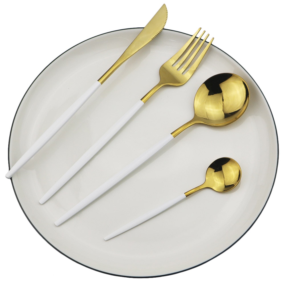 Nuevo juego de cubiertos de Oro Verde 18/10, vajilla de acero inoxidable, vajilla dorada, vajilla de cocina, vajilla brillante, juego de cubiertos