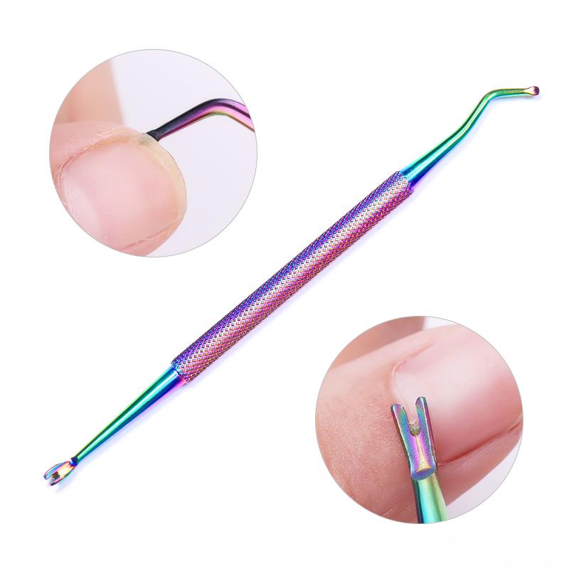 8 estilos de pinzas de empuje de cutícula de colores herramientas de empujador de uñas cortadora de cutículas piel muerta UV Gel polaco Acero inoxidable Herramientas de limpieza