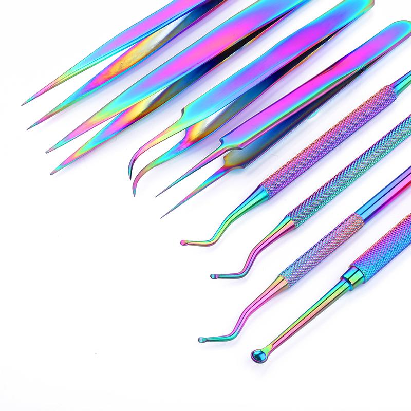 8 estilos de pinzas de empuje de cutícula de colores herramientas de empujador de uñas cortadora de cutículas piel muerta UV Gel polaco Acero inoxidable Herramientas de limpieza
