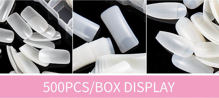 100 Uds con caja Natural transparente medio acrílico UV Gel manicura francés uñas falsas consejos al por mayor