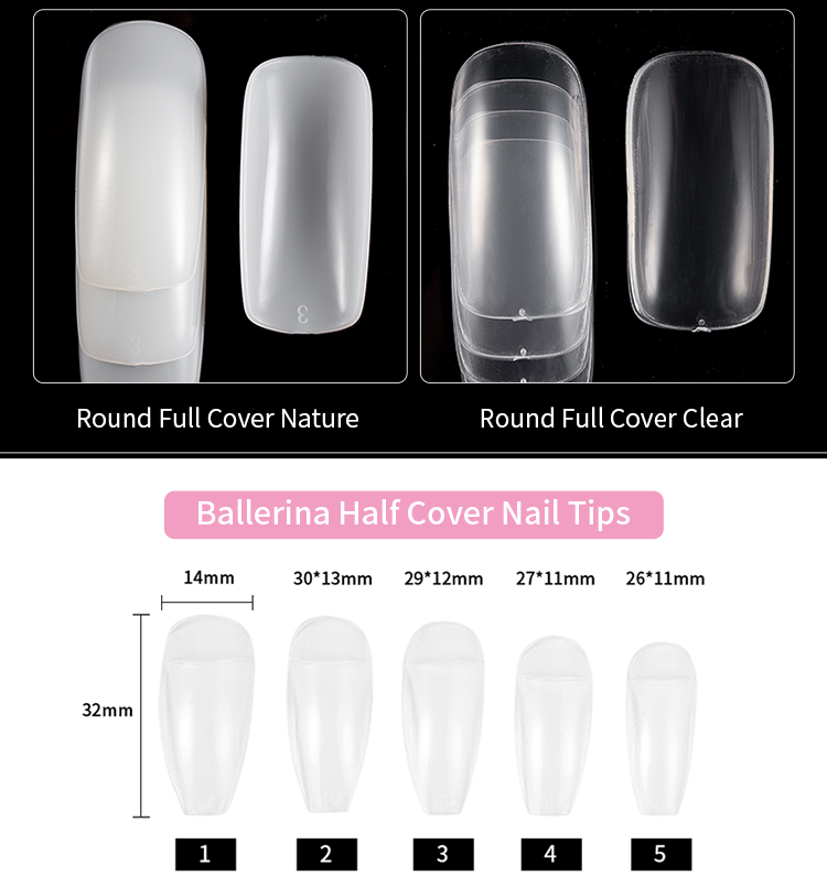 100 Uds con caja Natural transparente medio acrílico UV Gel manicura francés uñas falsas consejos al por mayor