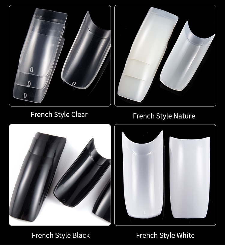 100 Uds con caja Natural transparente medio acrílico UV Gel manicura francés uñas falsas consejos al por mayor