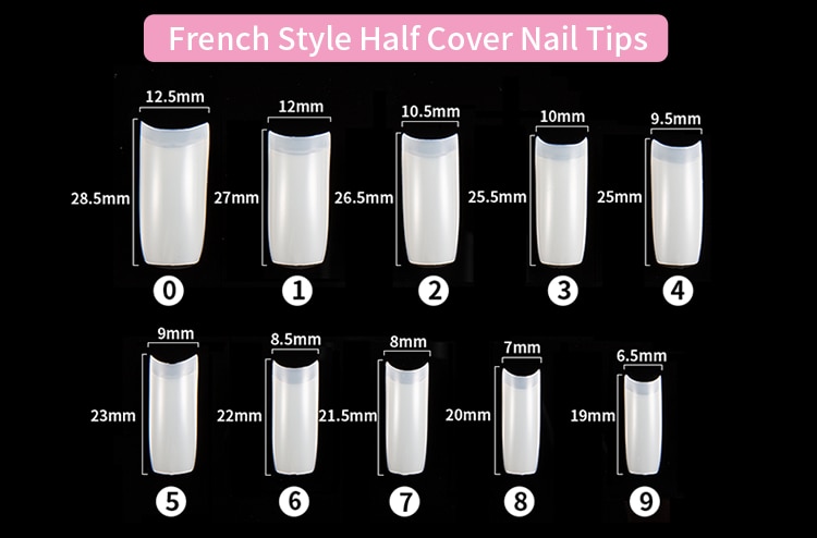 100 Uds con caja Natural transparente medio acrílico UV Gel manicura francés uñas falsas consejos al por mayor