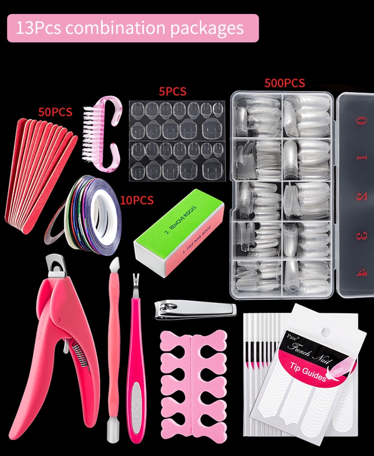 100 Uds con caja Natural transparente medio acrílico UV Gel manicura francés uñas falsas consejos al por mayor