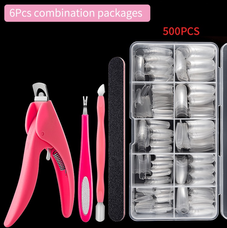100 Uds con caja Natural transparente medio acrílico UV Gel manicura francés uñas falsas consejos al por mayor