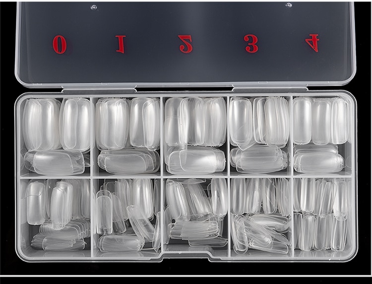 100 Uds con caja Natural transparente medio acrílico UV Gel manicura francés uñas falsas consejos al por mayor
