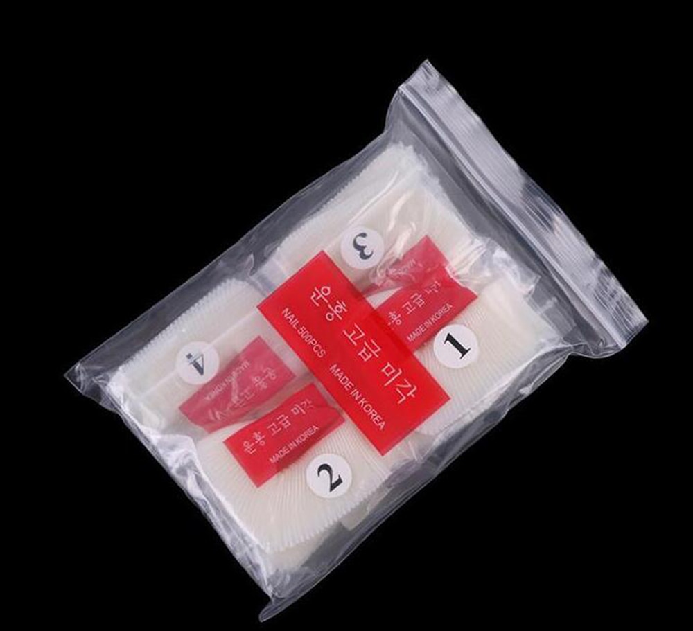 500 Uds blanco claro Natural francés falso de uñas de Gel UV Ultra Flexible tamaño #0- #9-Paquete de 500 consejos clavo falso