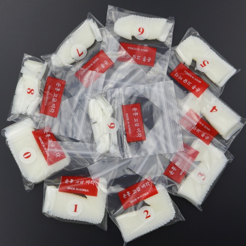 500 Uds blanco claro Natural francés falso de uñas de Gel UV Ultra Flexible tamaño #0- #9-Paquete de 500 consejos clavo falso