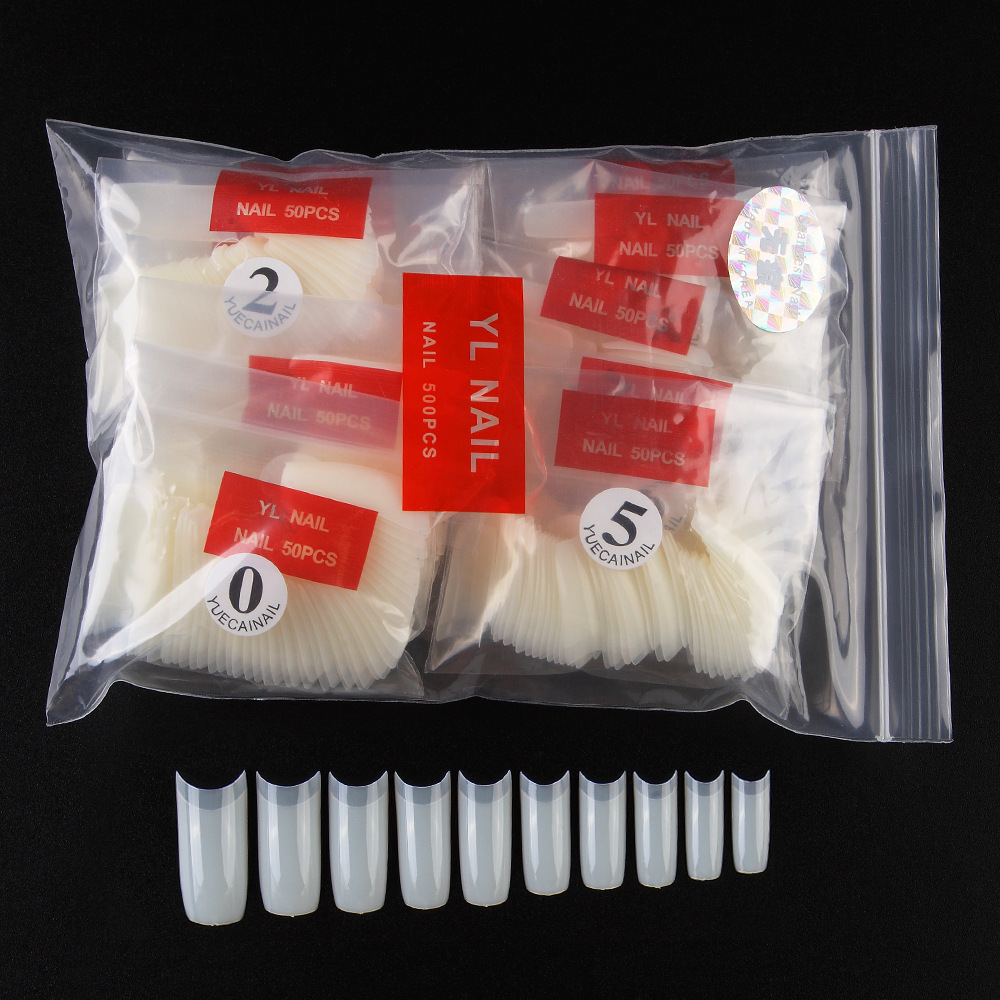 500 Uds blanco claro Natural francés falso de uñas de Gel UV Ultra Flexible tamaño #0- #9-Paquete de 500 consejos clavo falso