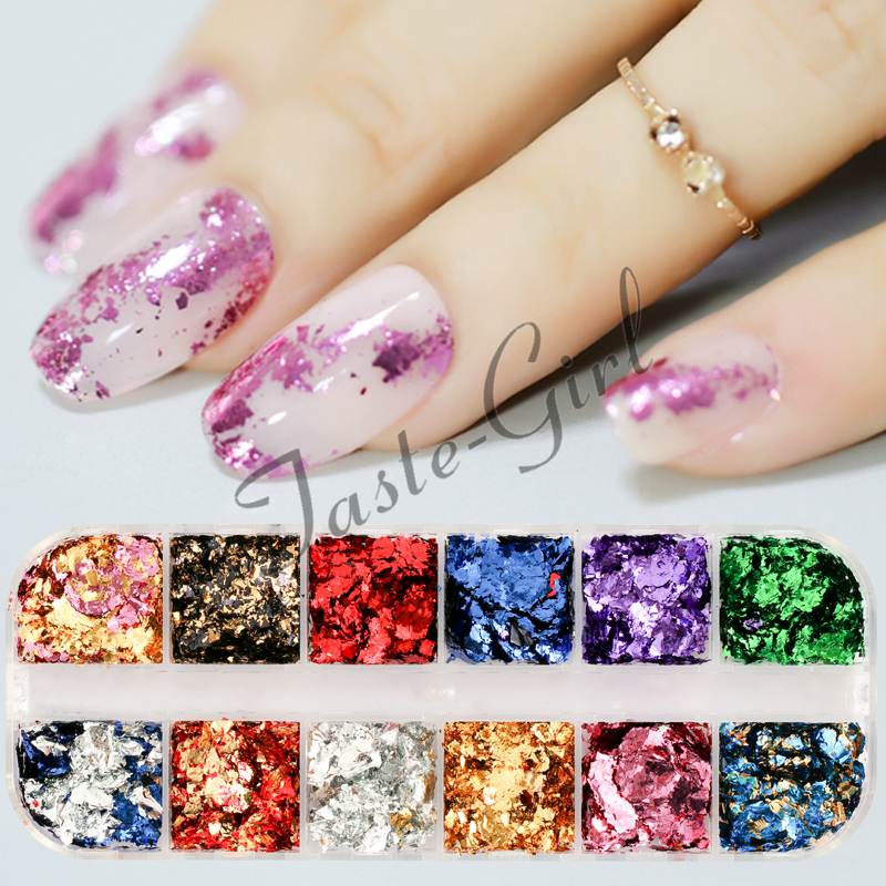 12 rejillas/Set de uñas de tamaño mezclados copos de brillantina lentejuelas 3D Paillette polvo encanto Nail Art decoración herramientas de manicura CT01-20