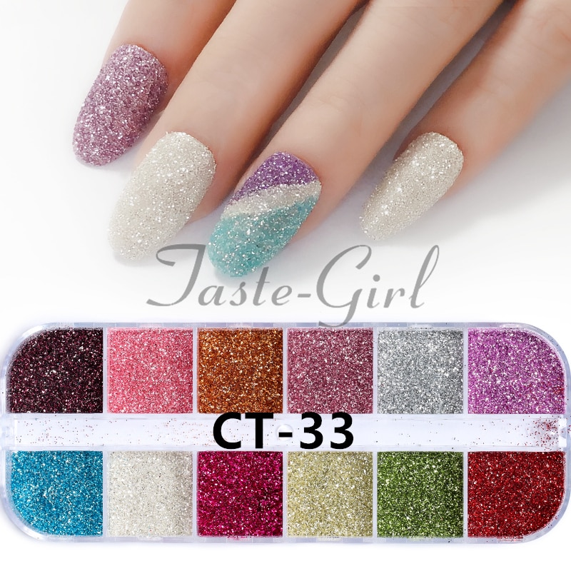 12 rejillas/Set de uñas de tamaño mezclados copos de brillantina lentejuelas 3D Paillette polvo encanto Nail Art decoración herramientas de manicura CT01-20