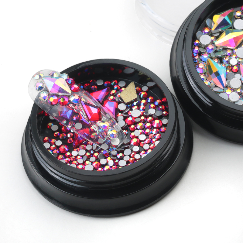 1 caja de diamantes de imitación variados DIY con diseño de piedras de cristal para uñas para abalorios decoración artística de uñas 3D nuevos accesorios 1 caja de diamantes de imitación variados DIY con diseño de piedras de cristal para uñas para abalorios decoración artística de uñas 3D nuevos accesorios