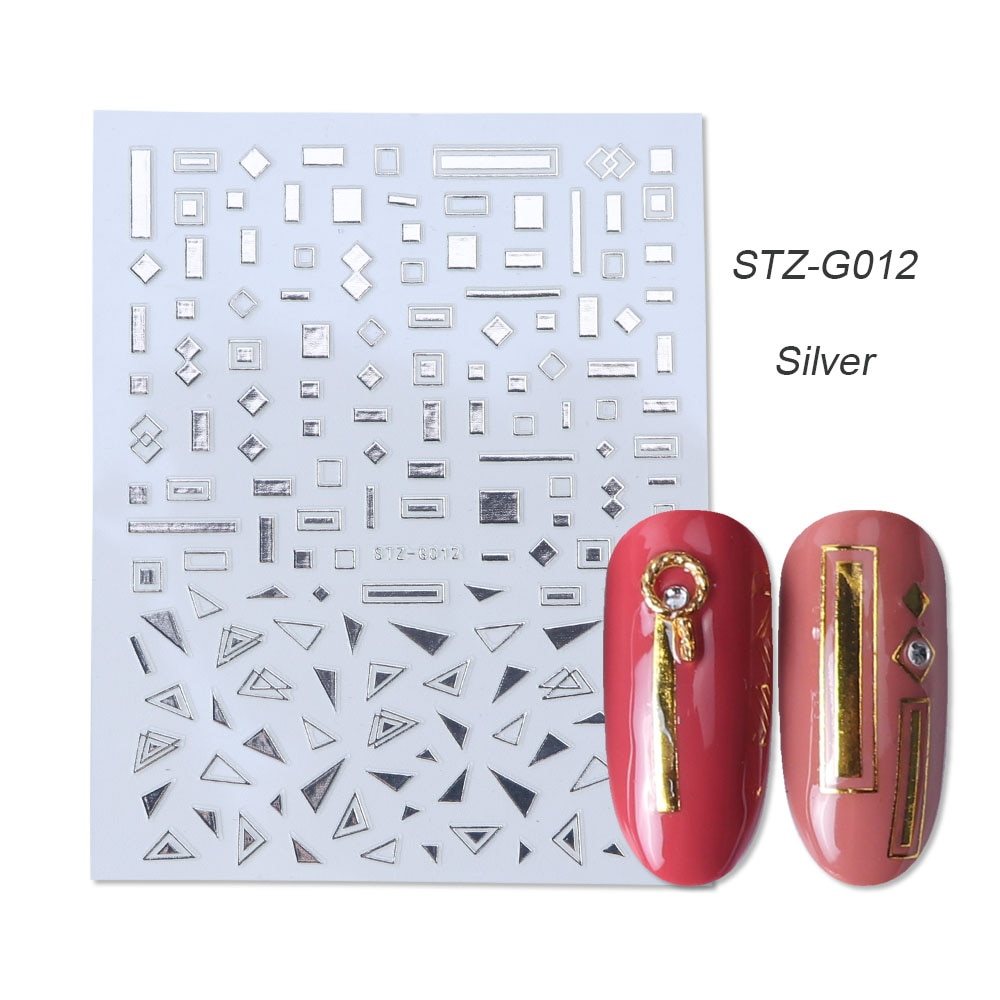 1 Uds. Pegatinas de uñas 3D plateadas doradas y plateadas, envolturas de cinta con líneas curvas rectas, decoraciones geométricas para decoración de uñas BESTZG001-013 1 Uds. Pegatinas de uñas 3D plateadas doradas y plateadas, envolturas de cinta con líneas curvas rectas, decoraciones geométricas para decoración de uñas BESTZG001-013