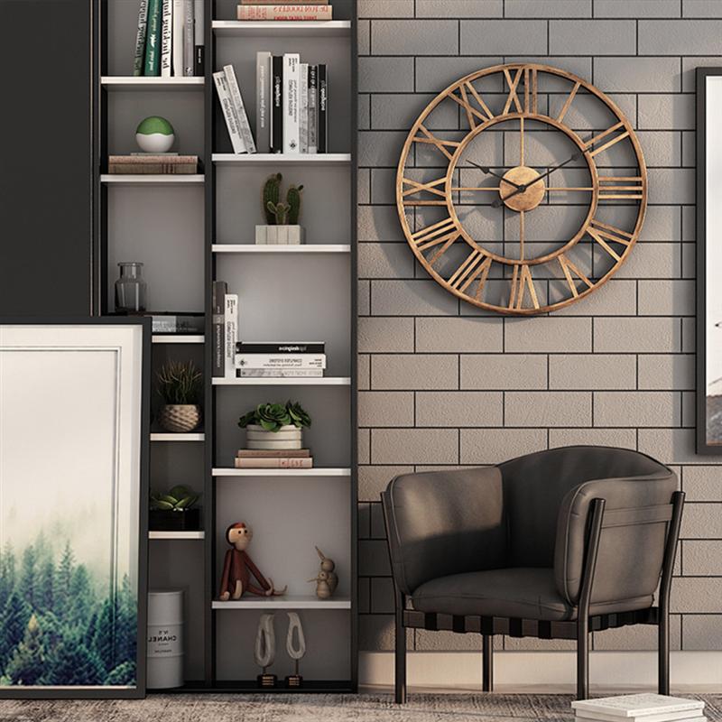 Arte del hierro números romanos Reloj de pared Simple Relojes de pared silenciosos hogar decorativo Vintage reloj de cuarzo decoración de pared para la sala de estar