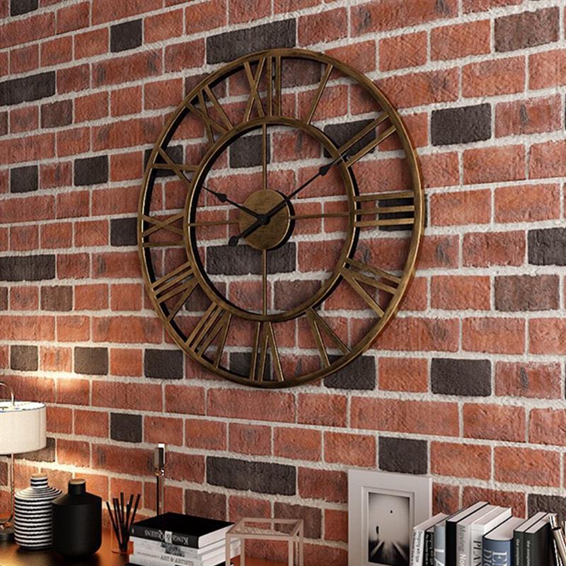 Arte del hierro números romanos Reloj de pared Simple Relojes de pared silenciosos hogar decorativo Vintage reloj de cuarzo decoración de pared para la sala de estar