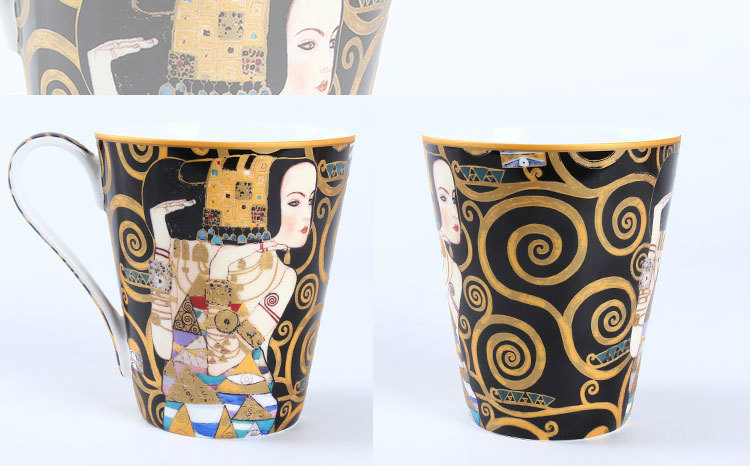 Avalon Bone China Gustav Klimt Famouspaint pintura al óleo taza de arte café usted taza de té de cerámica leche café taza 410ml Handgrip The Kiss