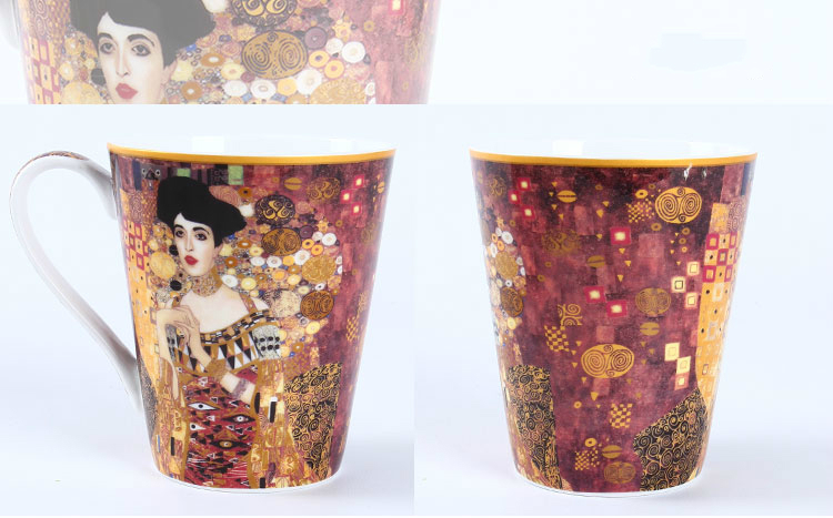 Avalon Bone China Gustav Klimt Famouspaint pintura al óleo taza de arte café usted taza de té de cerámica leche café taza 410ml Handgrip The Kiss