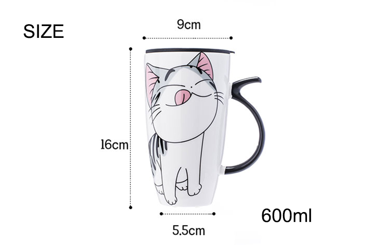 Envío de la gota 600ml creativo gato Taza de cerámica con tapa y cuchara de leche taza para té y café tazas de porcelana Bonitos regalos