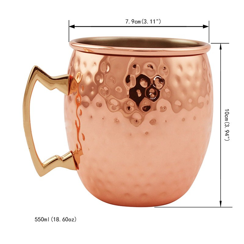 8 piezas 550ml Moscú mula tazas de cobre Metal tazón taza de acero inoxidable cerveza vino café taza