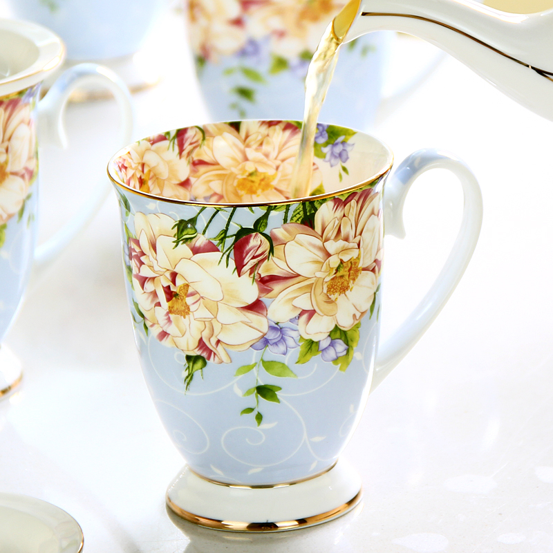 300 ML, taza de café de cerámica de porcelana de hueso, pintura floral de tazas de café, regalo creativo taza de té de cerámica, ceremonia del té vintage