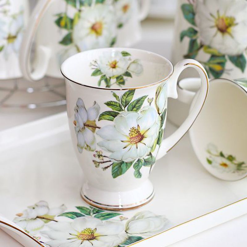 Tazas de café divertidas de porcelana china de 300 ML, pintura floral de porcelana, tazas de café espresso de campo vintage, tazas de té