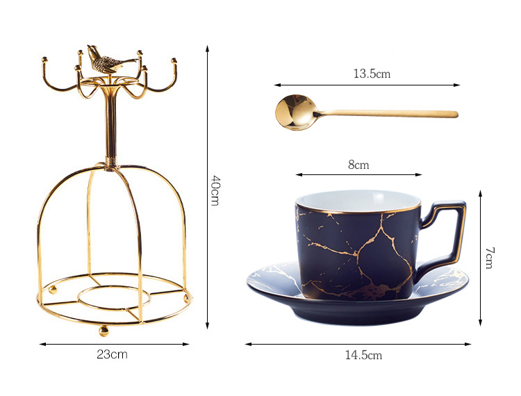 Juego de cucharas de mármol para Taza de Café de Cerámica, juego de tazas de té nórdicas de 200ml, juego de té de porcelana mate, taza de café Espresso de té avanzada