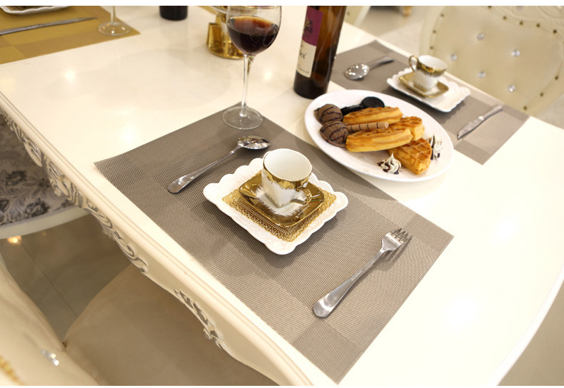 6 uds mantel lavable estera de mesa de PVC Diagonal de Teslin mancha-resistente comedor disco Bowl alfombrilla antideslizante almohadilla