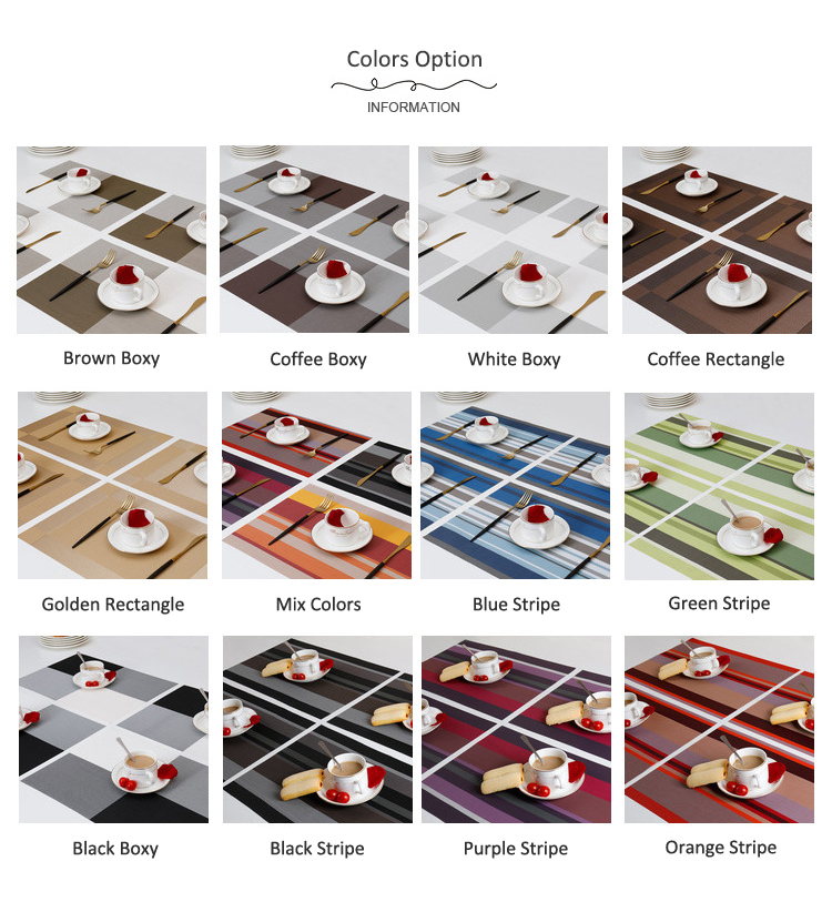 Manteles Individuales de calidad para mesa de comedor, tejidos en vinilo para el hogar, manteles lavables, manteles resistentes al calor, paquete de 4 Uds